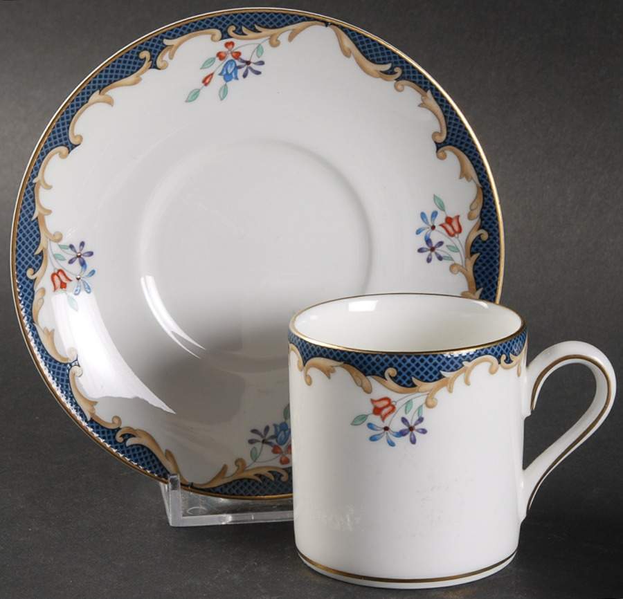 Chartley (Verge) Bond Shape Demitasse Cup and Saucer Set by Wedgwood-1