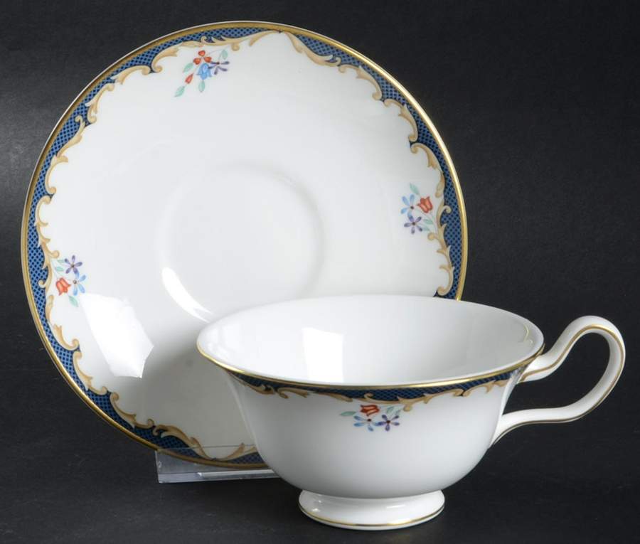 Chartley (Verge) Peony Shape Footed Cup & Saucer Set by Wedgwood-1