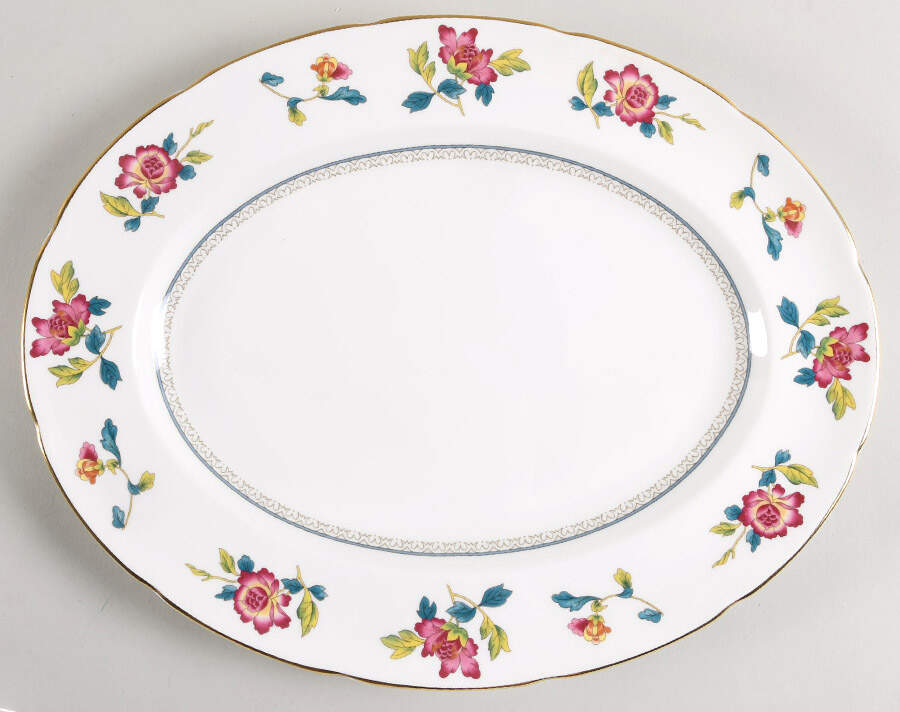 Chinese Flowers 13" Oval Serving Platter by Wedgwood-1