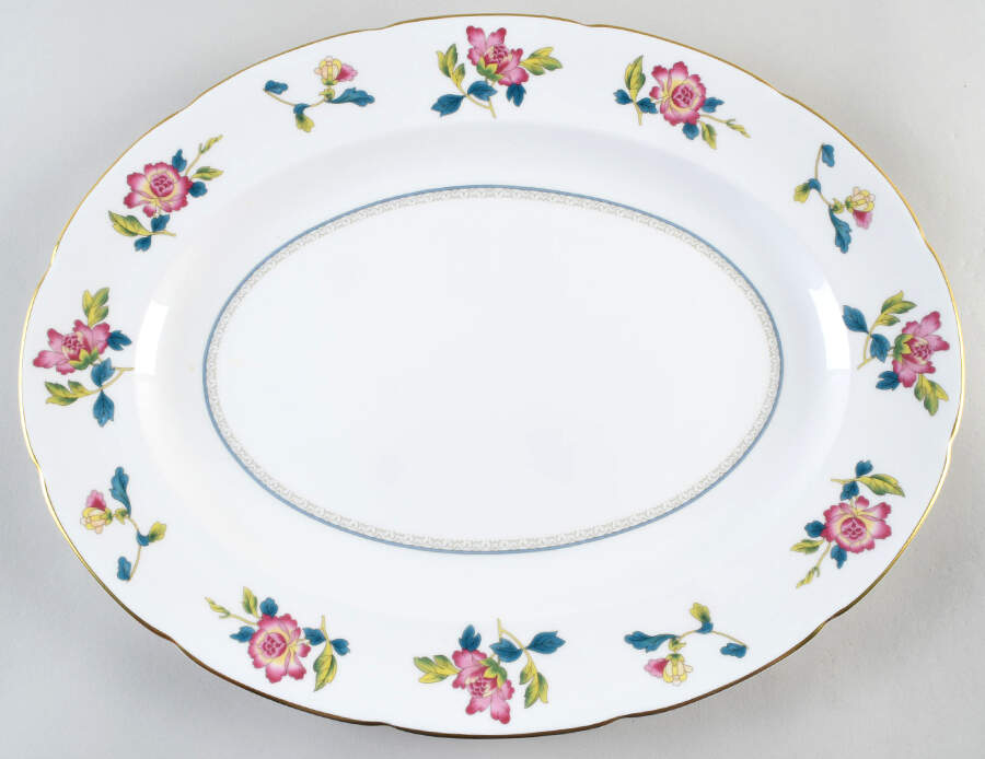 Chinese Flowers 17" Oval Serving Platter by Wedgwood-1