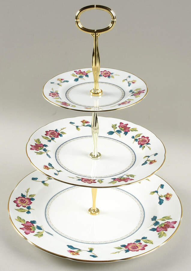 Chinese Flowers 13 7/8"-14 1/4" 3-Tiered Serving Tray(DP,SP,BB) HC by Wedgwood-1