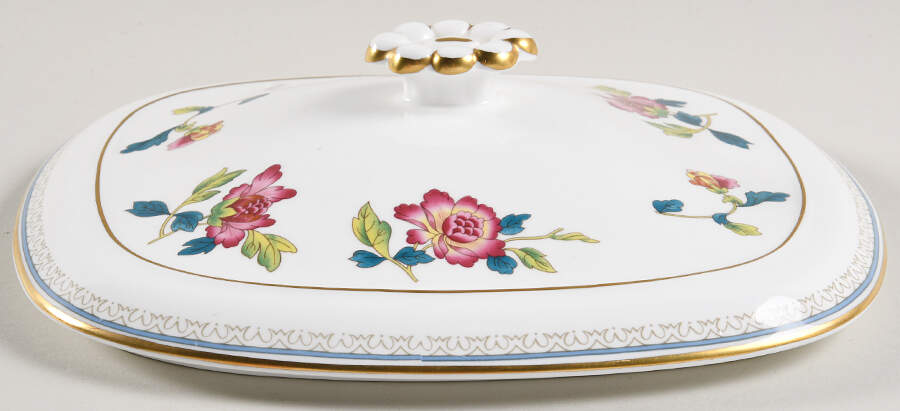 Chinese Flowers Lid for Rectangular Vegetable by Wedgwood-1