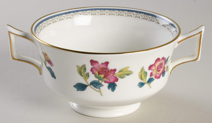 Chinese Flowers Footed Cream Soup Bowl by Wedgwood-1