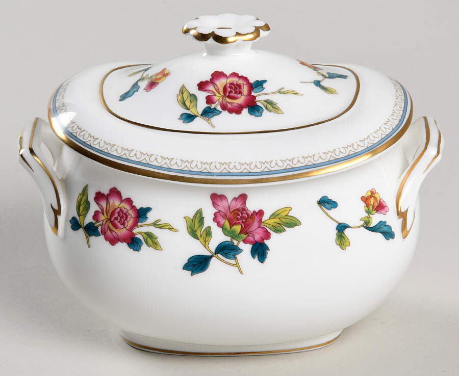 Chinese Flowers Sugar Bowl & Lid by Wedgwood-1