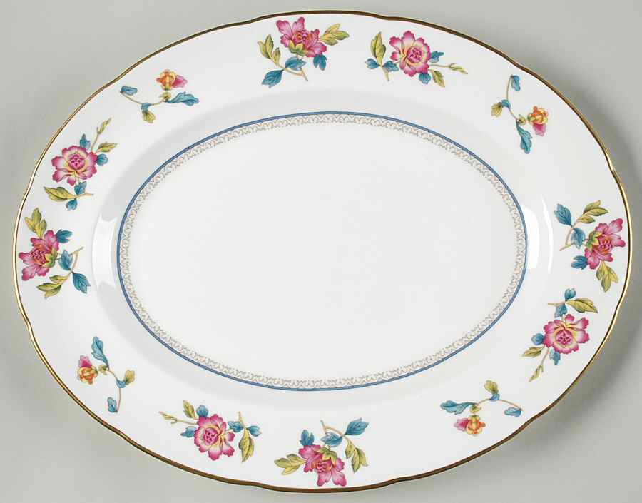 Chinese Flowers 14" Oval Serving Platter by Wedgwood-1