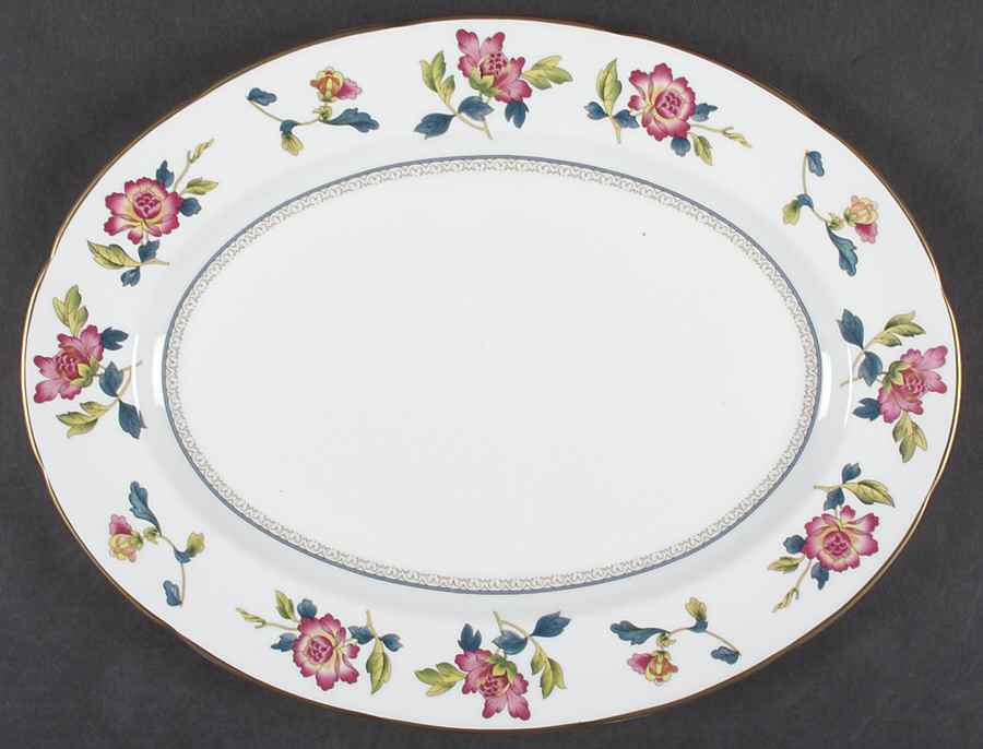 Chinese Flowers 15" Oval Serving Platter by Wedgwood-1