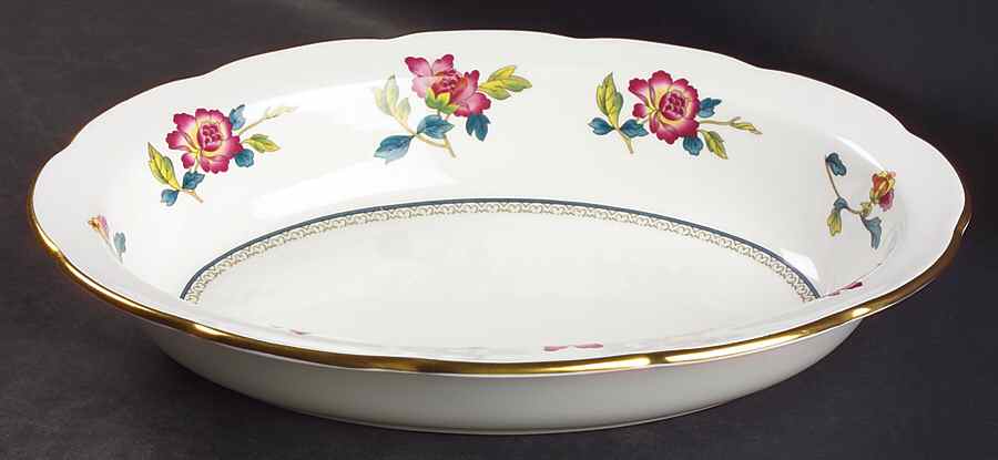 Chinese Flowers 10" Oval Vegetable Bowl by Wedgwood-1