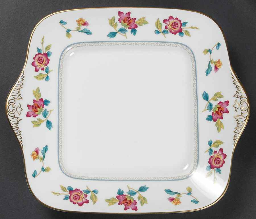 Chinese Flowers Square Handled Cake Plate by Wedgwood-1
