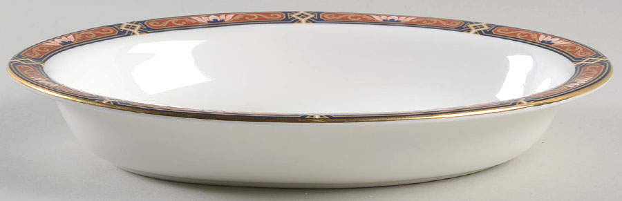 Chippendale Blue and Rust 9" Oval Vegetable Bowl by Wedgwood-1