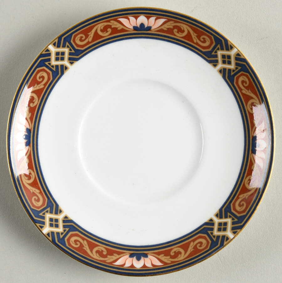 Chippendale Blue and Rust Saucer for Bond Shape Demitasse Cup by Wedgwood-1