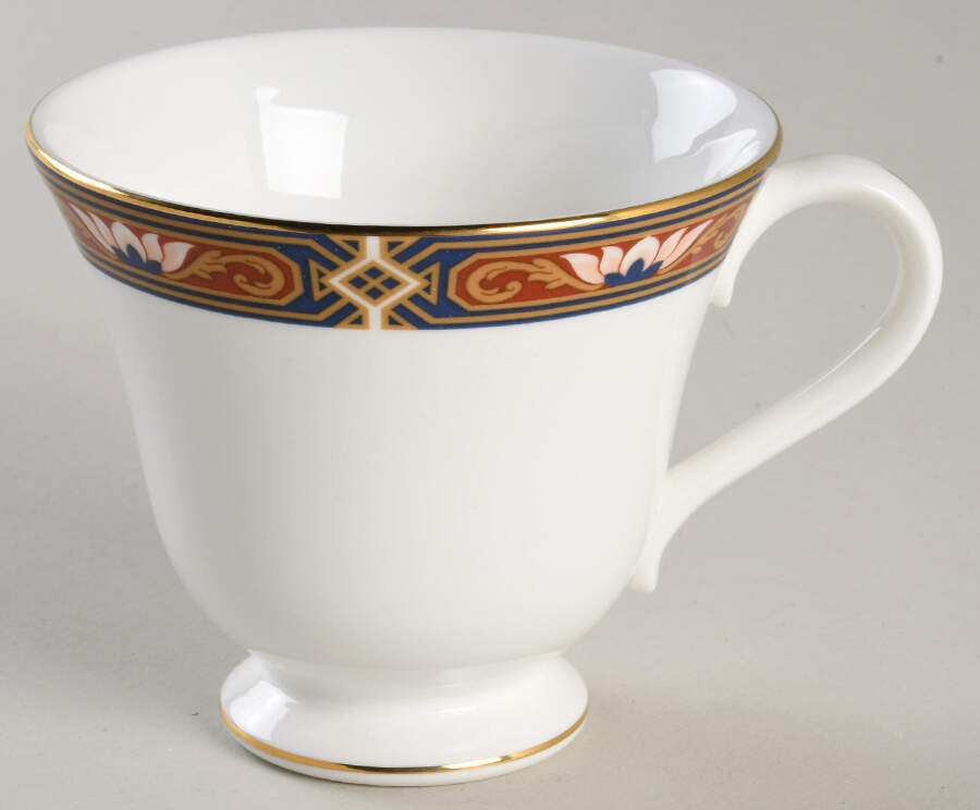 Chippendale Blue and Rust Victoria Shape Footed Cup by Wedgwood-1