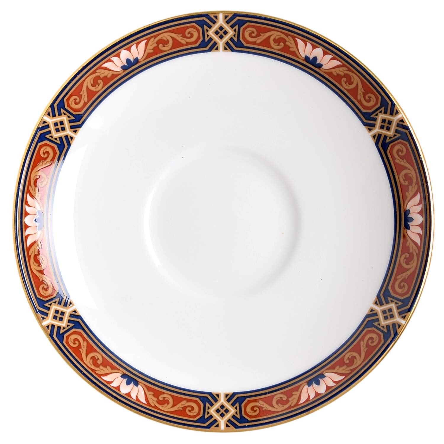 Chippendale Blue and Rust Saucer for Leigh Shape Footed Cup by Wedgwood-1