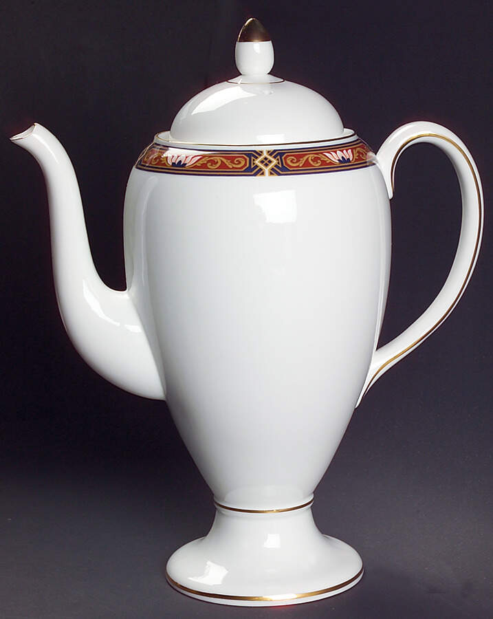 Chippendale Blue and Rust Coffee Pot & Lid by Wedgwood-1