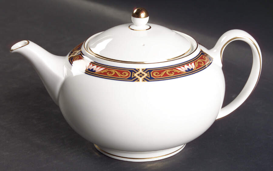Chippendale Blue and Rust Teapot & Lid by Wedgwood-1