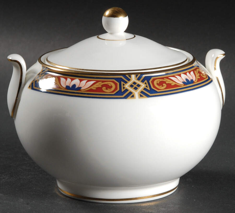 Chippendale Blue and Rust 146 Shape Sugar Bowl & Lid by Wedgwood-1