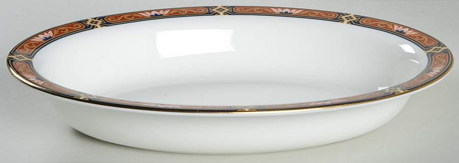 Chippendale Blue and Rust 10" Oval Vegetable Bowl by Wedgwood-1