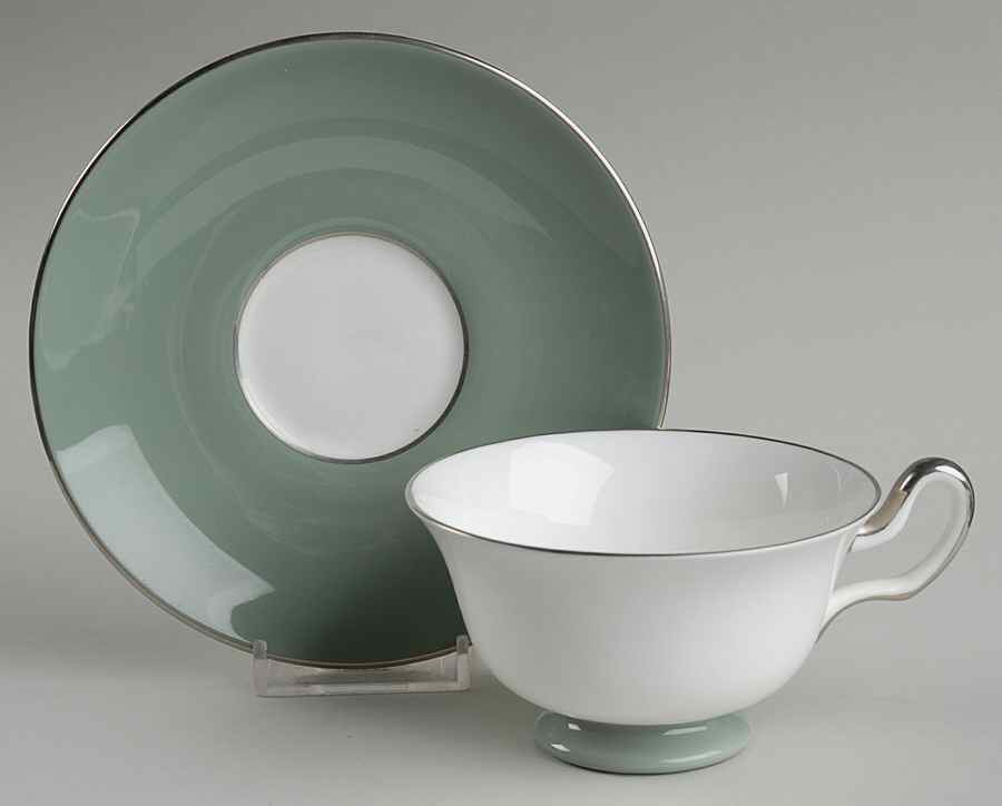 Chinese Green Footed Cup & Saucer Set by Wedgwood-1