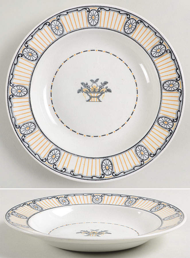 Chippendale Black and Gold Rim Soup Bowl by Wedgwood-1