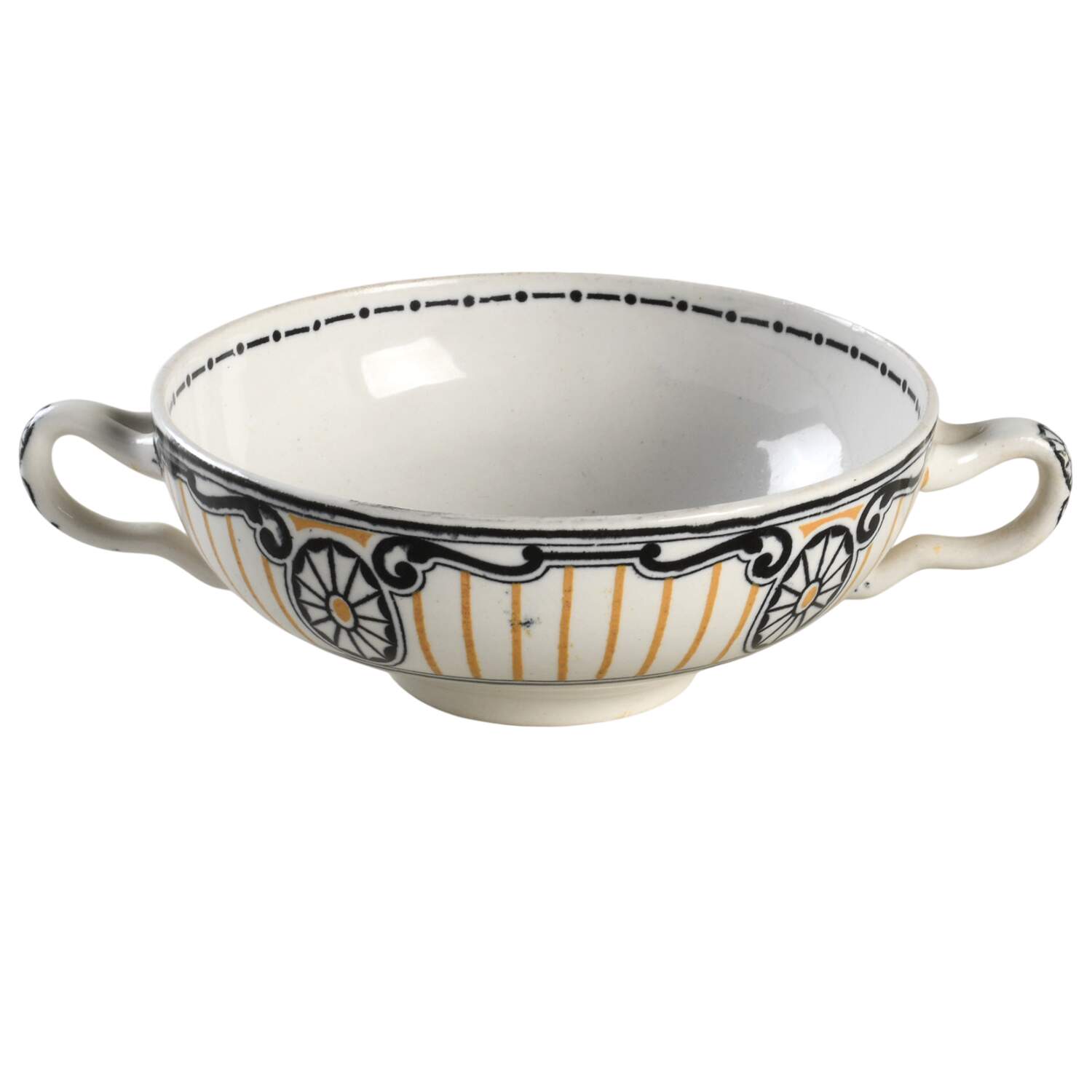 Chippendale Black and Gold Flat Cream Soup Bowl by Wedgwood-1