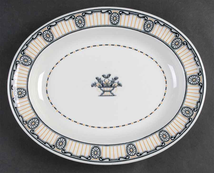 Chippendale Black and Gold 12" Oval Serving Platter by Wedgwood-1