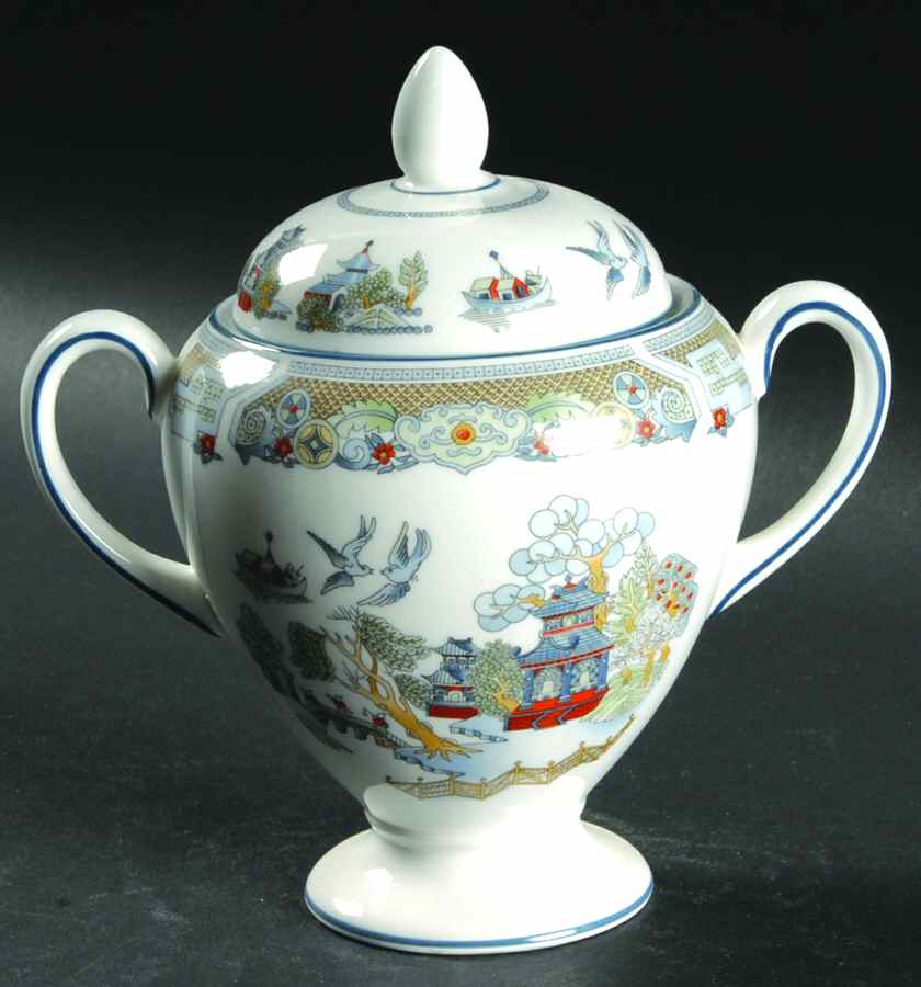 Chinese Legend Globe Shape Sugar Bowl & Lid by Wedgwood-1