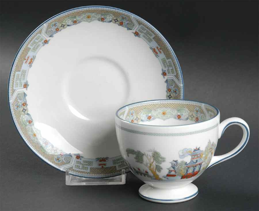 Chinese Legend Footed Cup & Saucer Set by Wedgwood-1