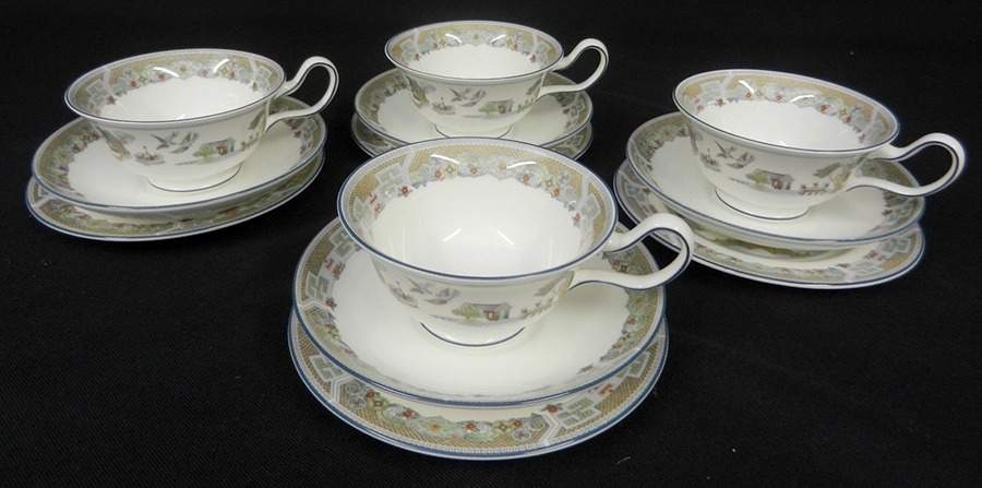 Chinese Legend Peony Shape Footed Cup & Saucer Set by Wedgwood-1