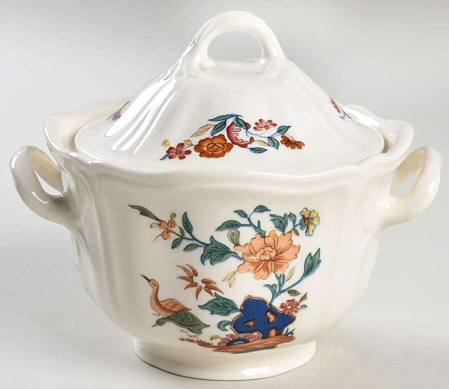 Chinese Teal Sugar Bowl & Lid by Wedgwood-1