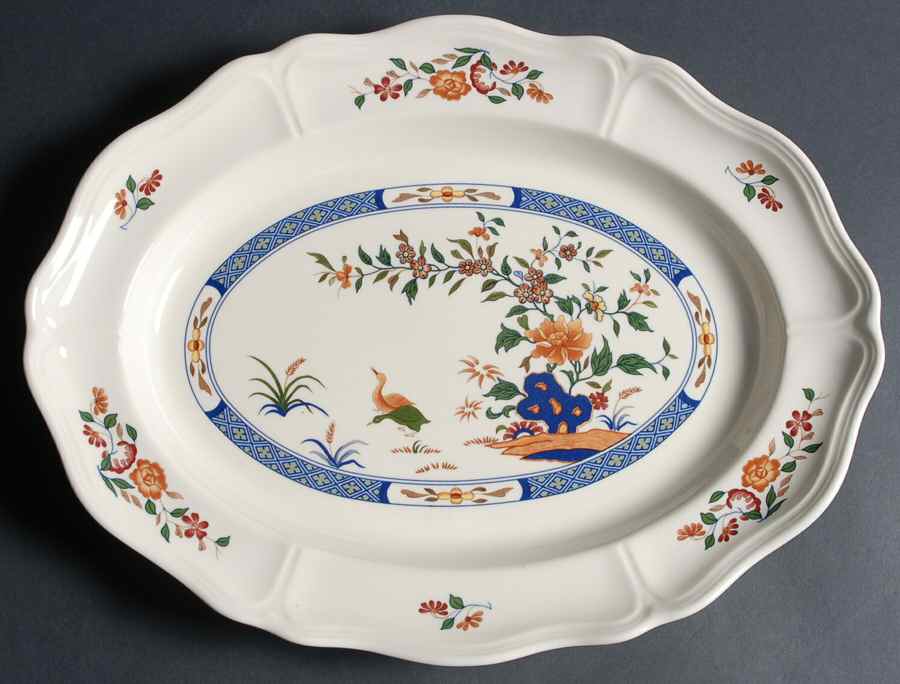 Chinese Teal 15" Oval Serving Platter by Wedgwood-1