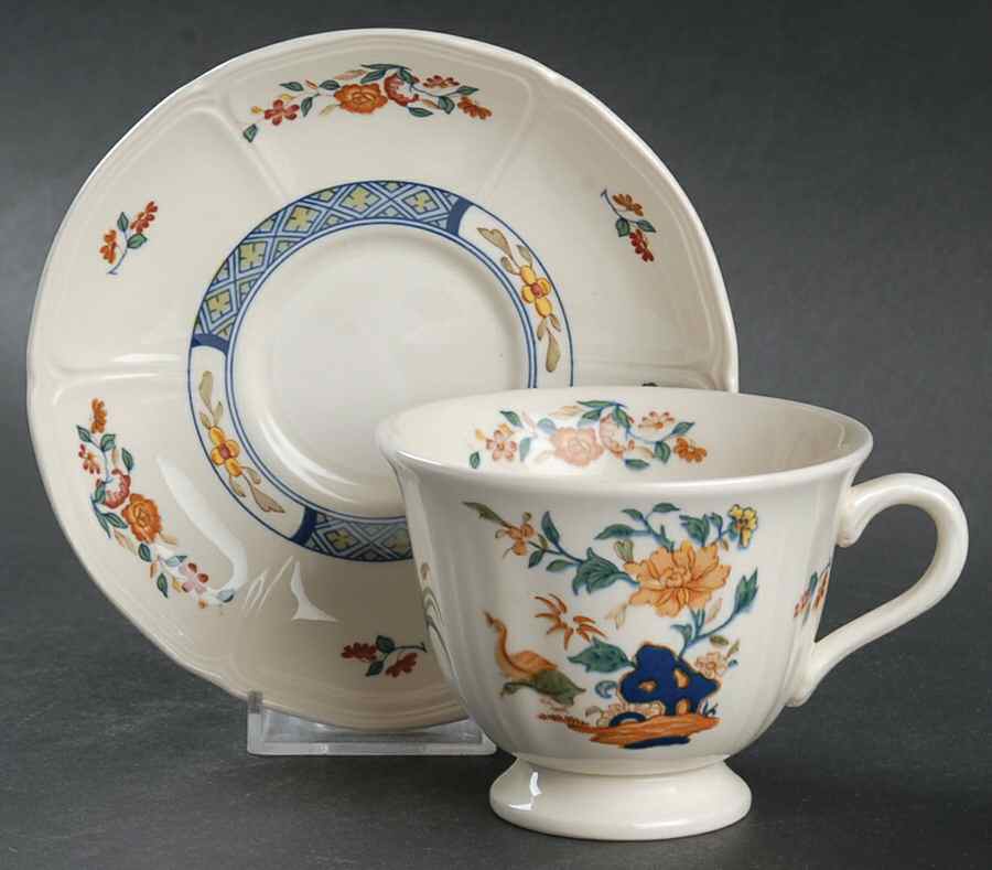 Chinese Teal Footed Cup & Saucer Set by Wedgwood-1