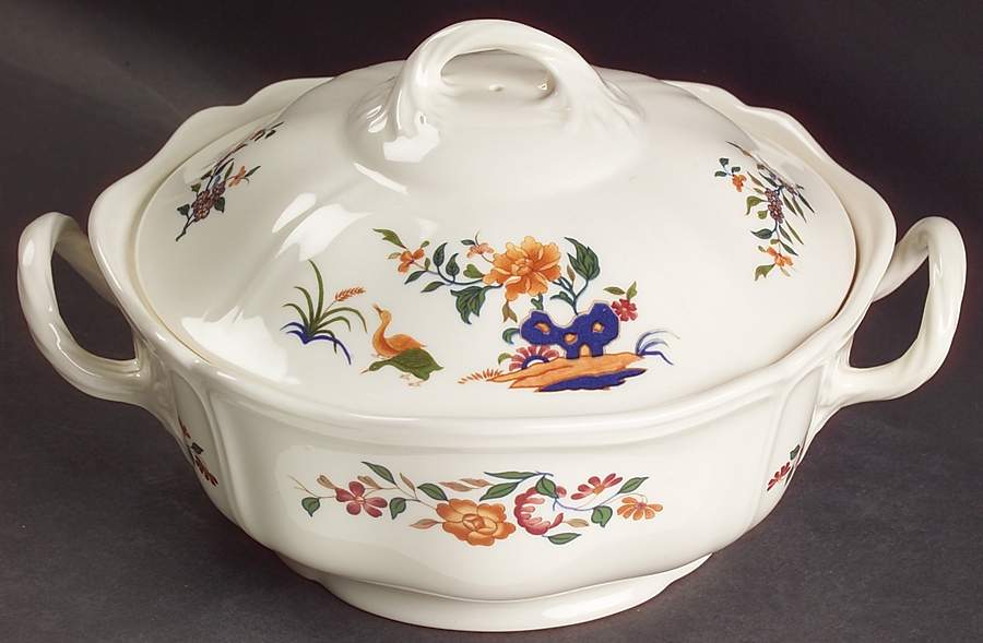 Chinese Teal Round Covered Vegetable by Wedgwood-1