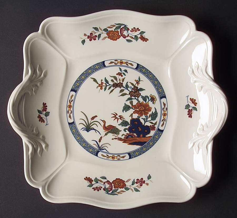 Chinese Teal Square Handled Cake Plate by Wedgwood-1