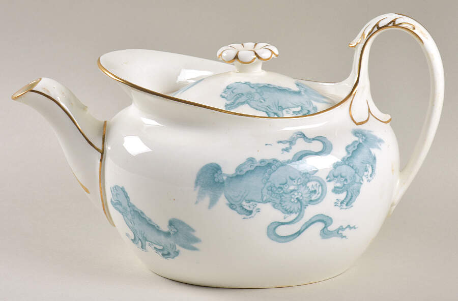Chinese Tigers Blue Teapot & Lid by Wedgwood-1