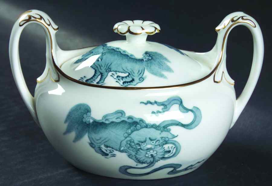 Chinese Tigers Blue Sugar Bowl & Lid by Wedgwood-1