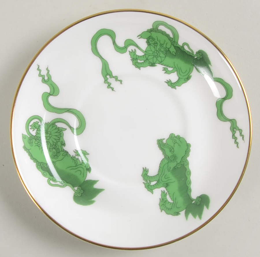 Chinese Tigers Green Saucer for Bond Shape Demitasse Cup by Wedgwood-1