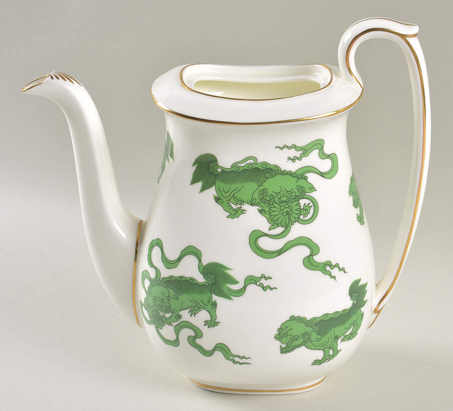 Chinese Tigers Green Coffee Pot No Lid by Wedgwood-1