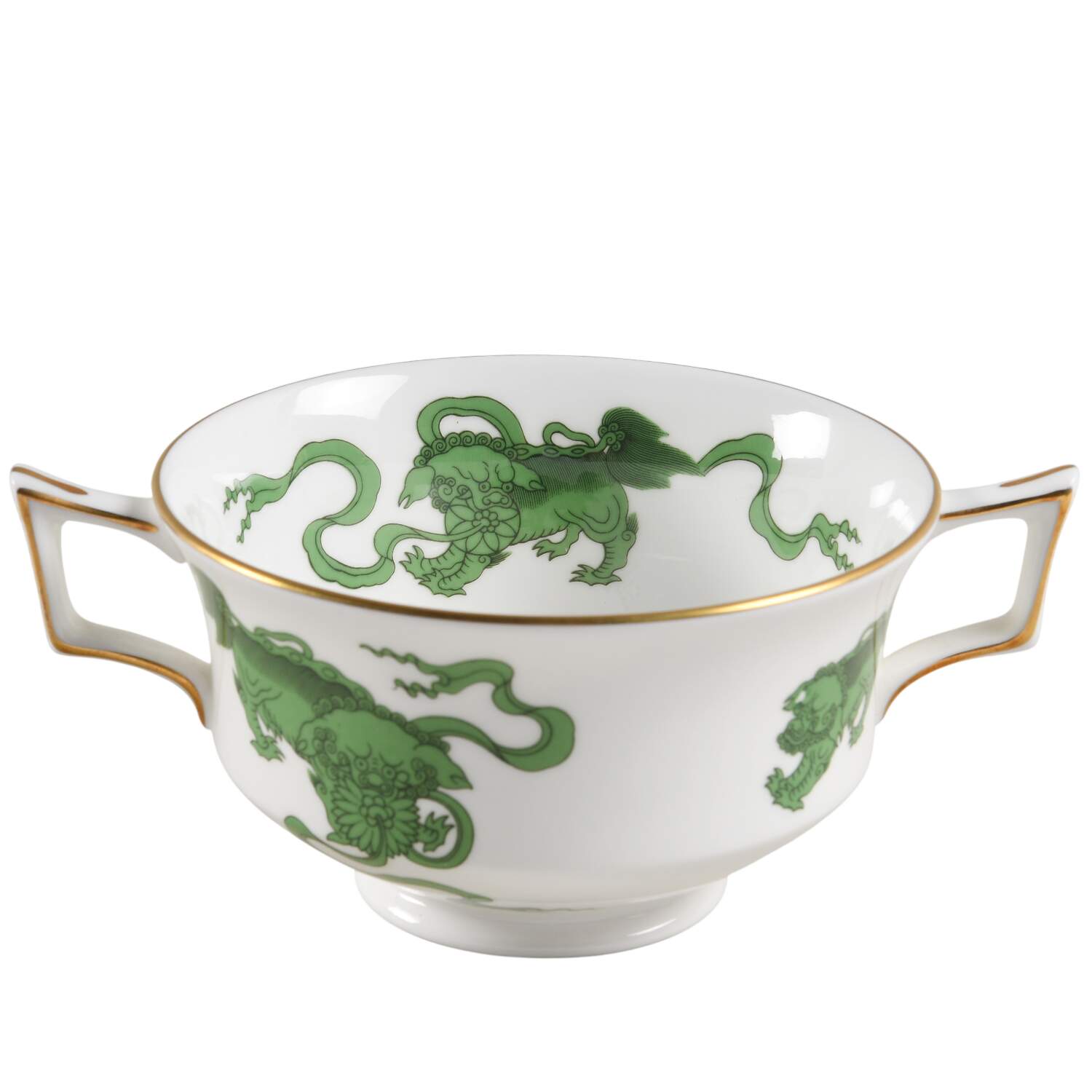 Chinese Tigers Green Footed Cream Soup Bowl by Wedgwood-1