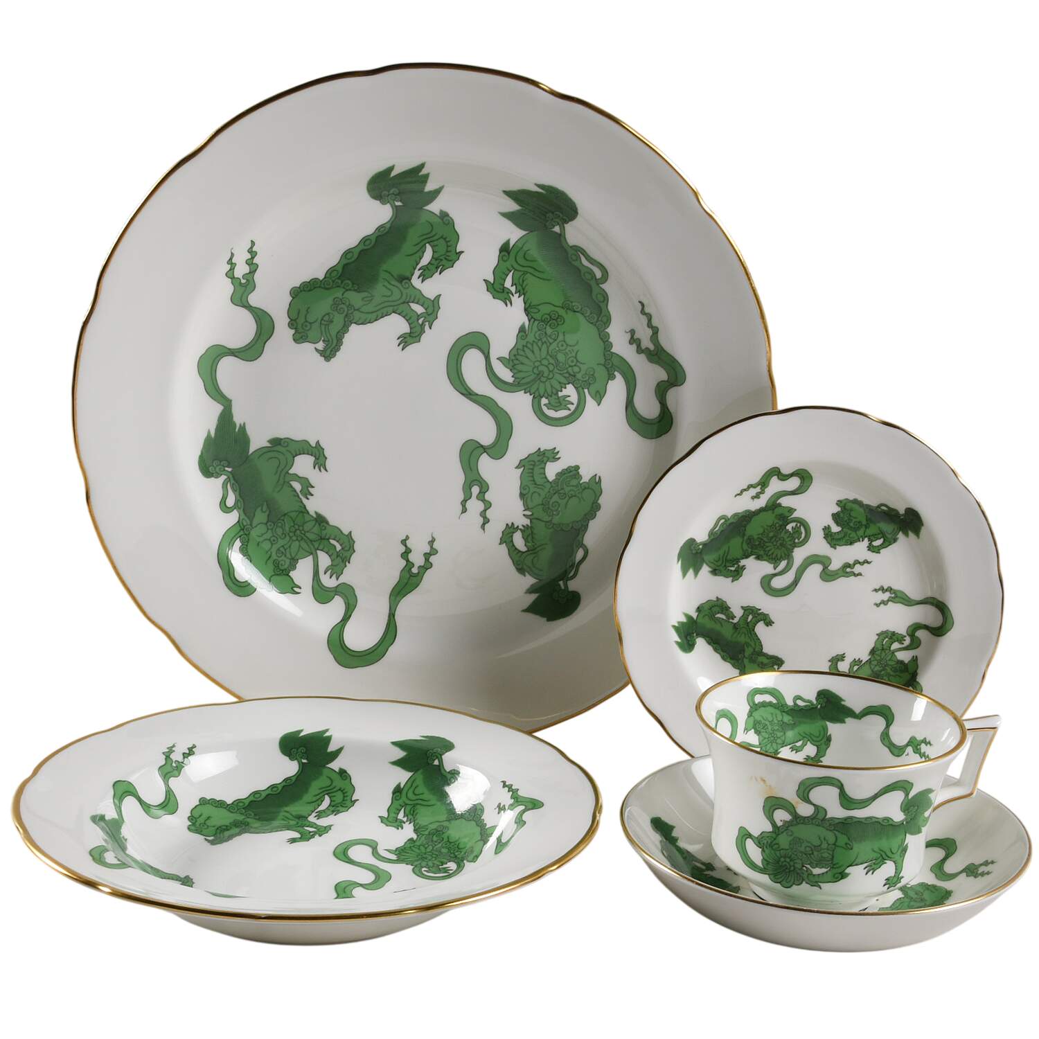 Chinese Tigers Green 40 Piece Estate Set by Wedgwood-1