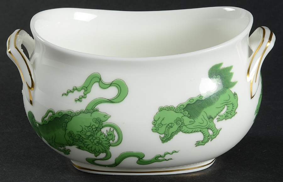 Chinese Tigers Green Sugar Bowl No Lid by Wedgwood-1