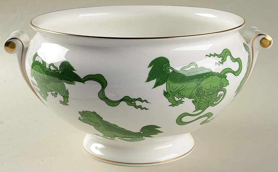 Chinese Tigers Green Tureen No Lid by Wedgwood-1