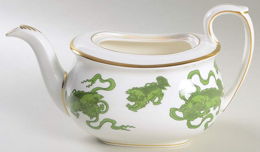 Chinese Tigers Green Teapot No Lid by Wedgwood-1