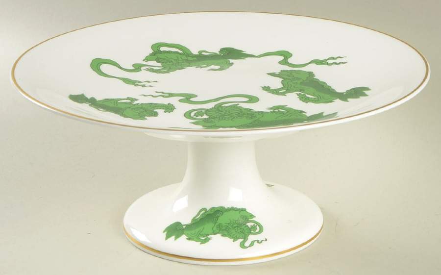 Chinese Tigers Green 9" Diameter Pedestal Cake Stand by Wedgwood-1