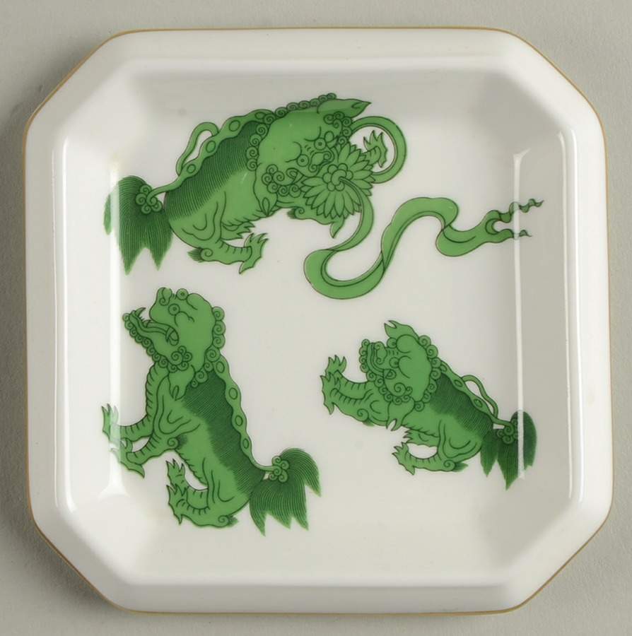 Chinese Tigers Green 4" Square Sweet Meat by Wedgwood-1
