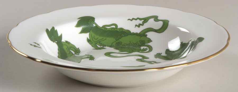 Chinese Tigers Green Rim Soup Bowl by Wedgwood-1