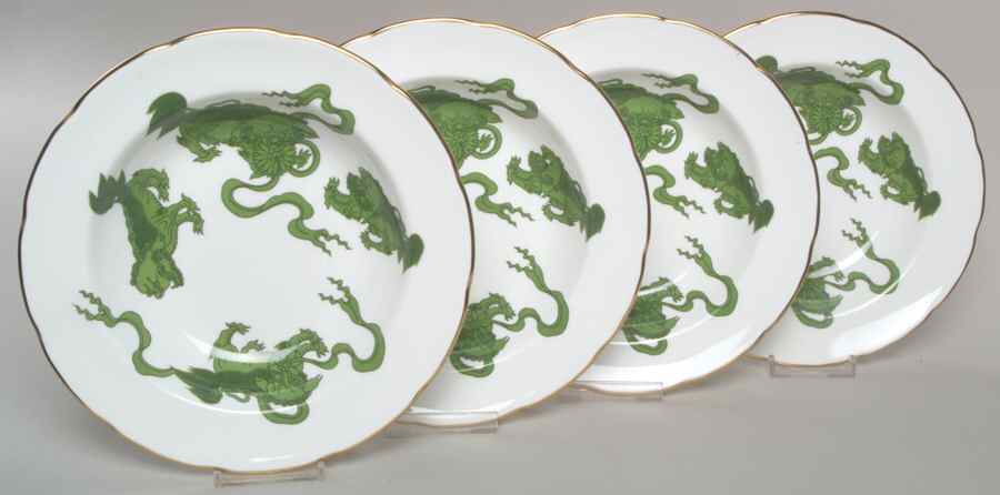 Chinese Tigers Green Rim Soup Bowl - Set of 4 by Wedgwood-1
