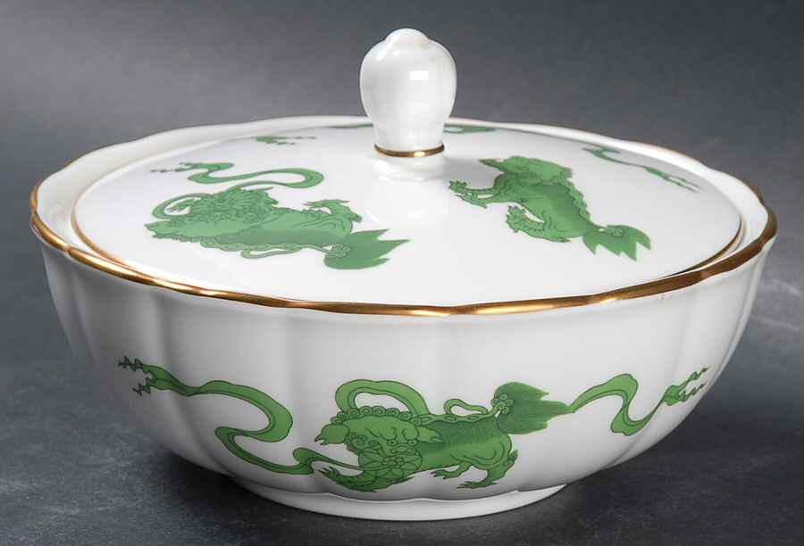 Chinese Tigers Green Murray Dish with Lid by Wedgwood-1