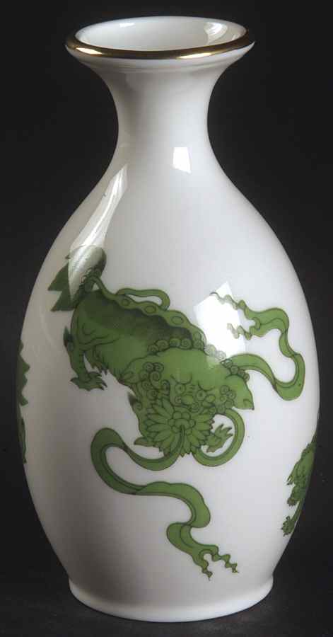 Chinese Tigers Green 5" Bud Vase by Wedgwood-1