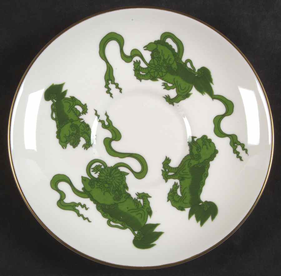 Chinese Tigers Green Saucer for Cream Soup Bowl by Wedgwood-1