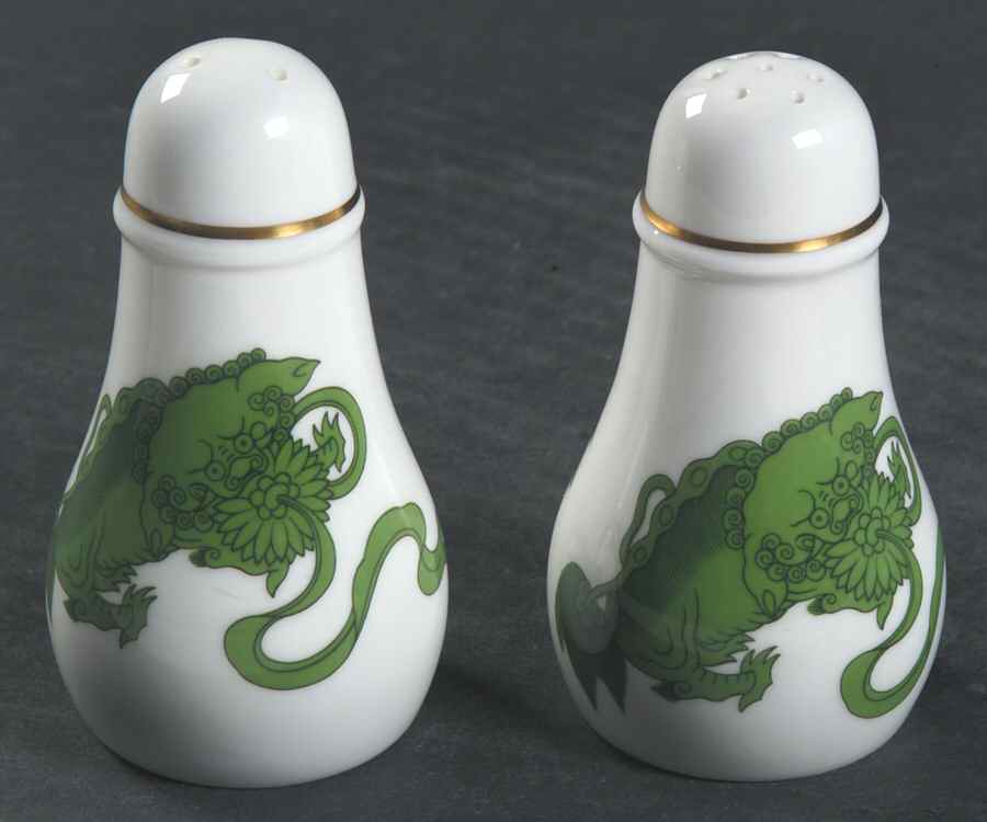 Chinese Tigers Green Salt & Pepper Set by Wedgwood-1
