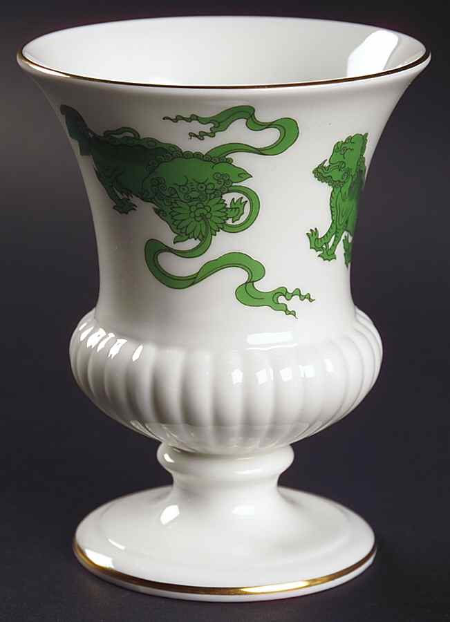 Chinese Tigers Green 5" Vase by Wedgwood-1